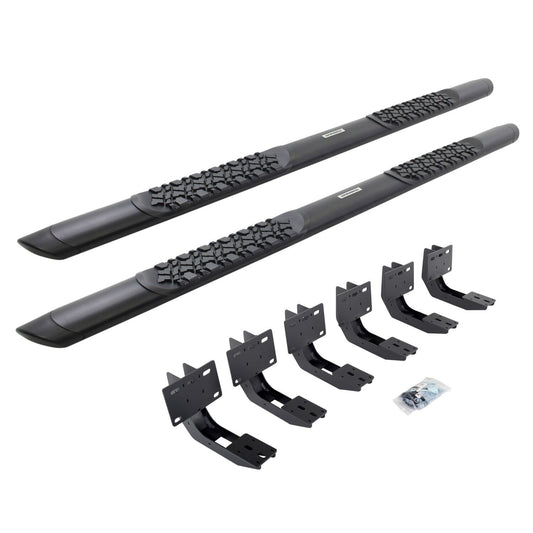 V3 Series Aluminum 5 Inch Elipse Side Steps with Mounting Brackets Textured Black 2019-2026 Ram 1500 Crew Cab Go Rhino