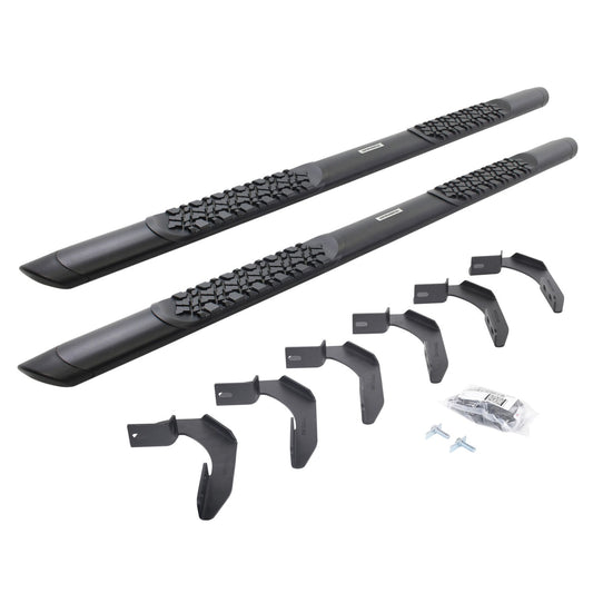 V3 Series Aluminum 5 Inch Elipse Side Steps with Mounting Brackets Textured Black 2005-2026 Nissan Frontier Go Rhino