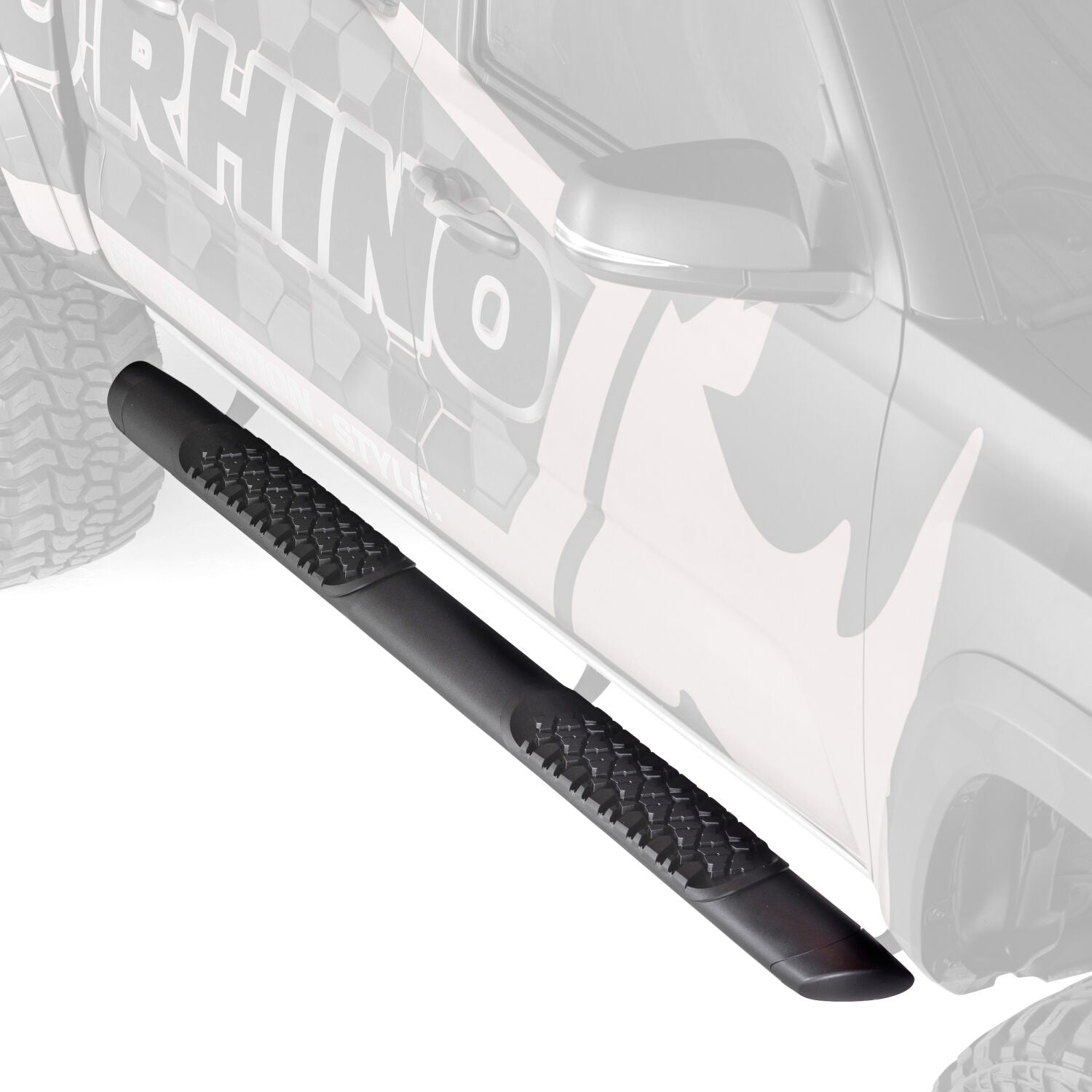 V3 Series Aluminum 5 Inch Elipse Side Steps with Mounting Brackets Textured Black 2007-2021 Toyota Tundra Extended Cab Go Rhino-2