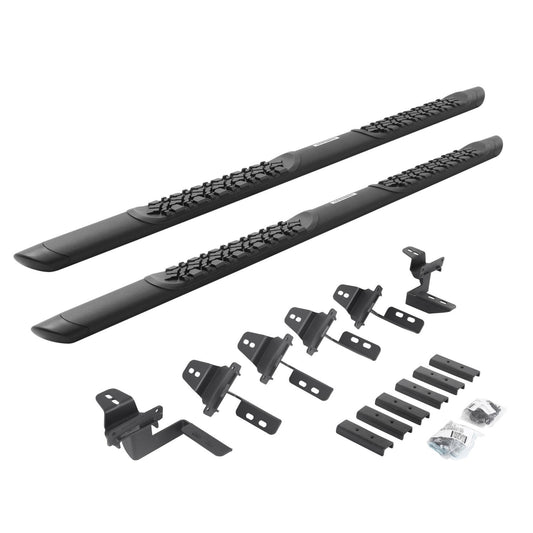 V3 Series Aluminum 5 Inch Elipse Side Steps with Mounting Brackets Textured Black For 2007-2018 Jeep Wrangler JK 4 door Go Rhino