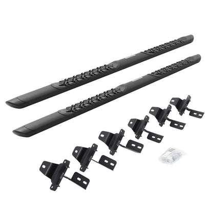V3 Series Aluminum 5 Inch Elipse Side Steps with Mounting Brackets Textured Black 2018-2026 Jeep Wrangler Go Rhino