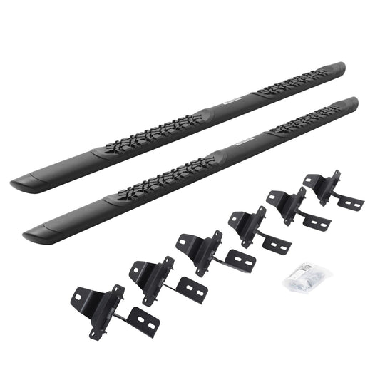 V3 Series Aluminum 5 Inch Elipse Side Steps with Mounting Brackets Textured Black 2018-2026 Jeep Wrangler Go Rhino