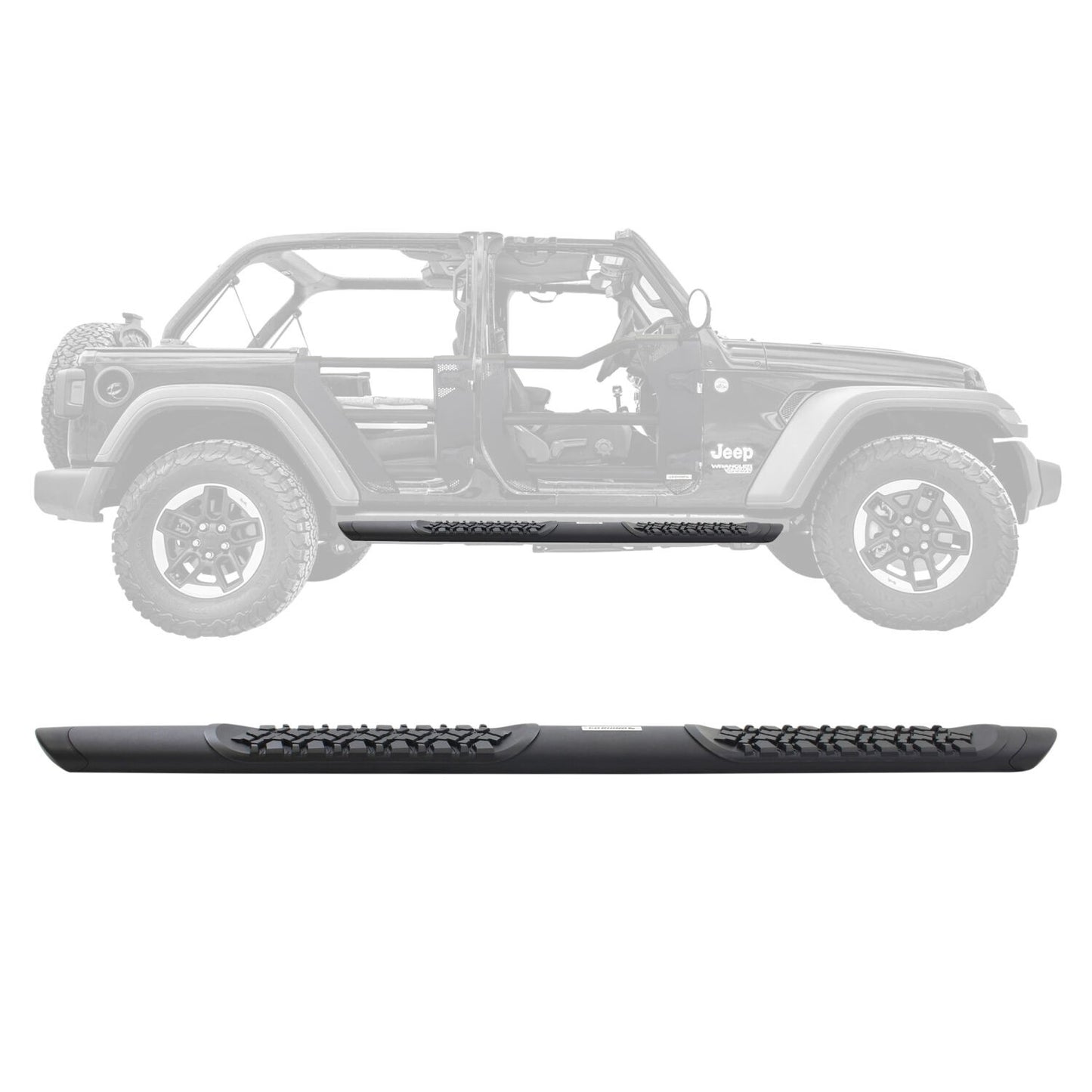 V3 Series Aluminum 5 Inch Elipse Side Steps with Mounting Brackets Textured Black 2018-2026 Jeep Wrangler Go Rhino-3