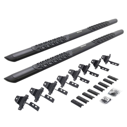 V3 Series Aluminum 5 Inch Elipse Side Steps with Mounting Brackets Textured Black 2020-2025 Jeep Gladiator Go Rhino