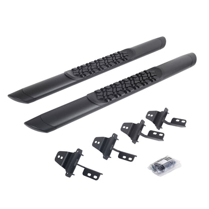 V3 Series Aluminum 5 Inch Elipse Side Steps with Mounting Brackets Textured Black For 2007-2018 Jeep Wrangler JK 2 door Go Rhino-1