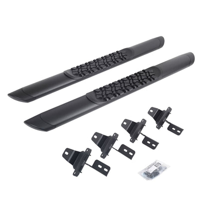 V3 Series Aluminum Side Steps with Mounting Brackets Textured Black For 2018-2025 Jeep Wrangler JL Go Rhino-1