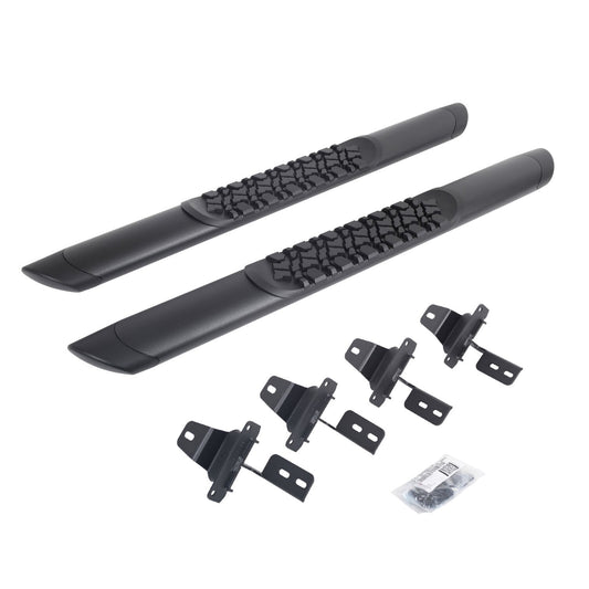 V3 Series Aluminum Side Steps with Mounting Brackets Textured Black For 2018-2025 Jeep Wrangler JL Go Rhino-1