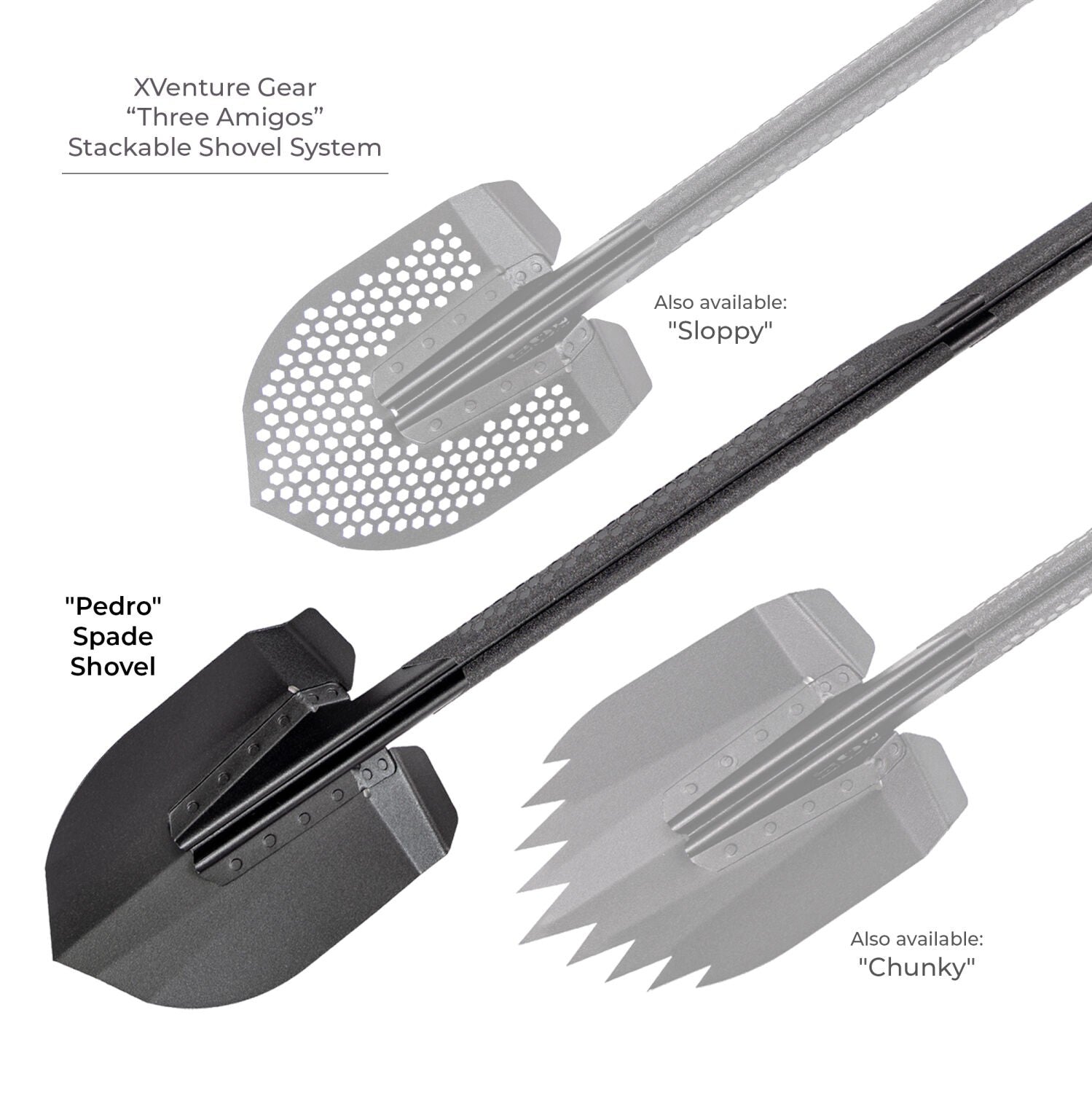 Xventure Gear Spade Stackable Shovel Textured Black Go Rhino-7