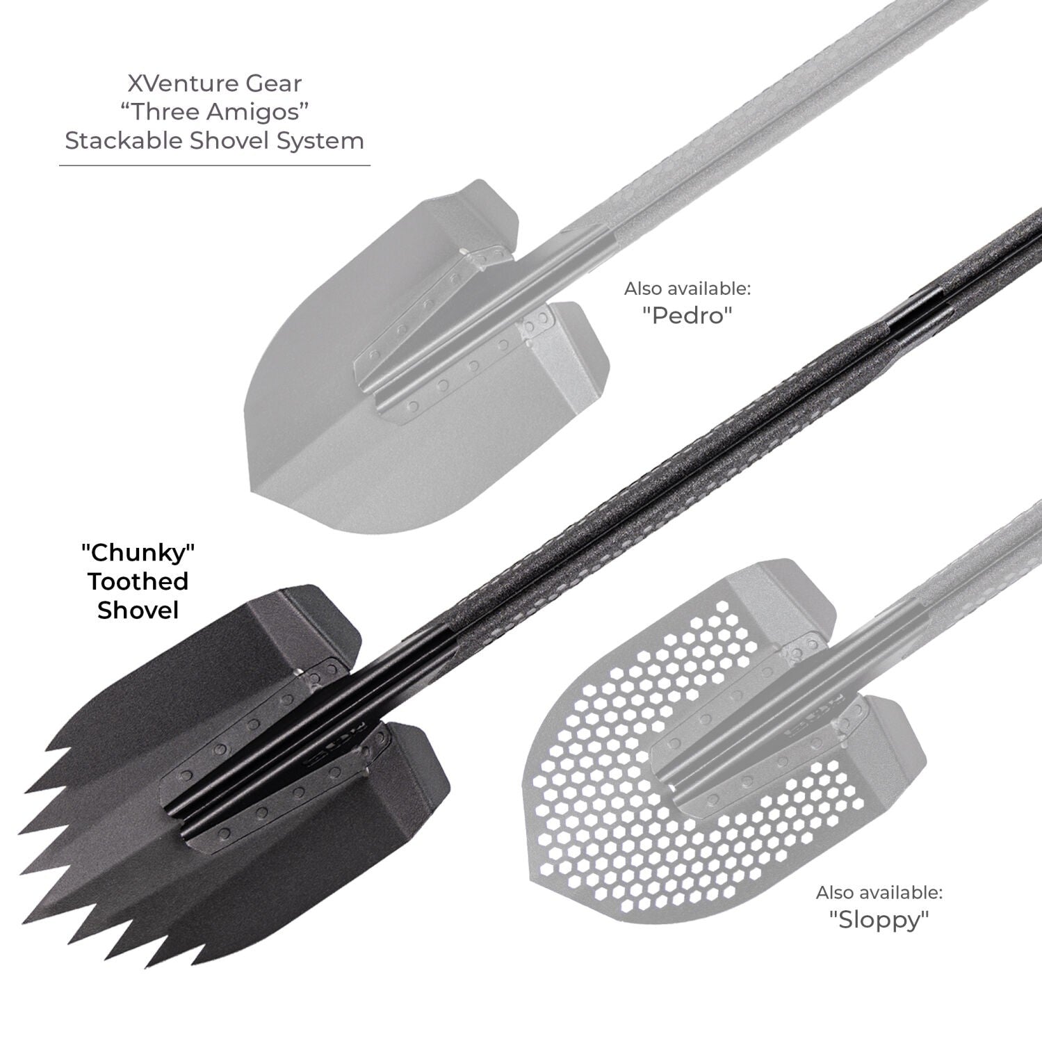 Xventure Gear Sharktooth Stackable Shovel Textured Black Go Rhino-7