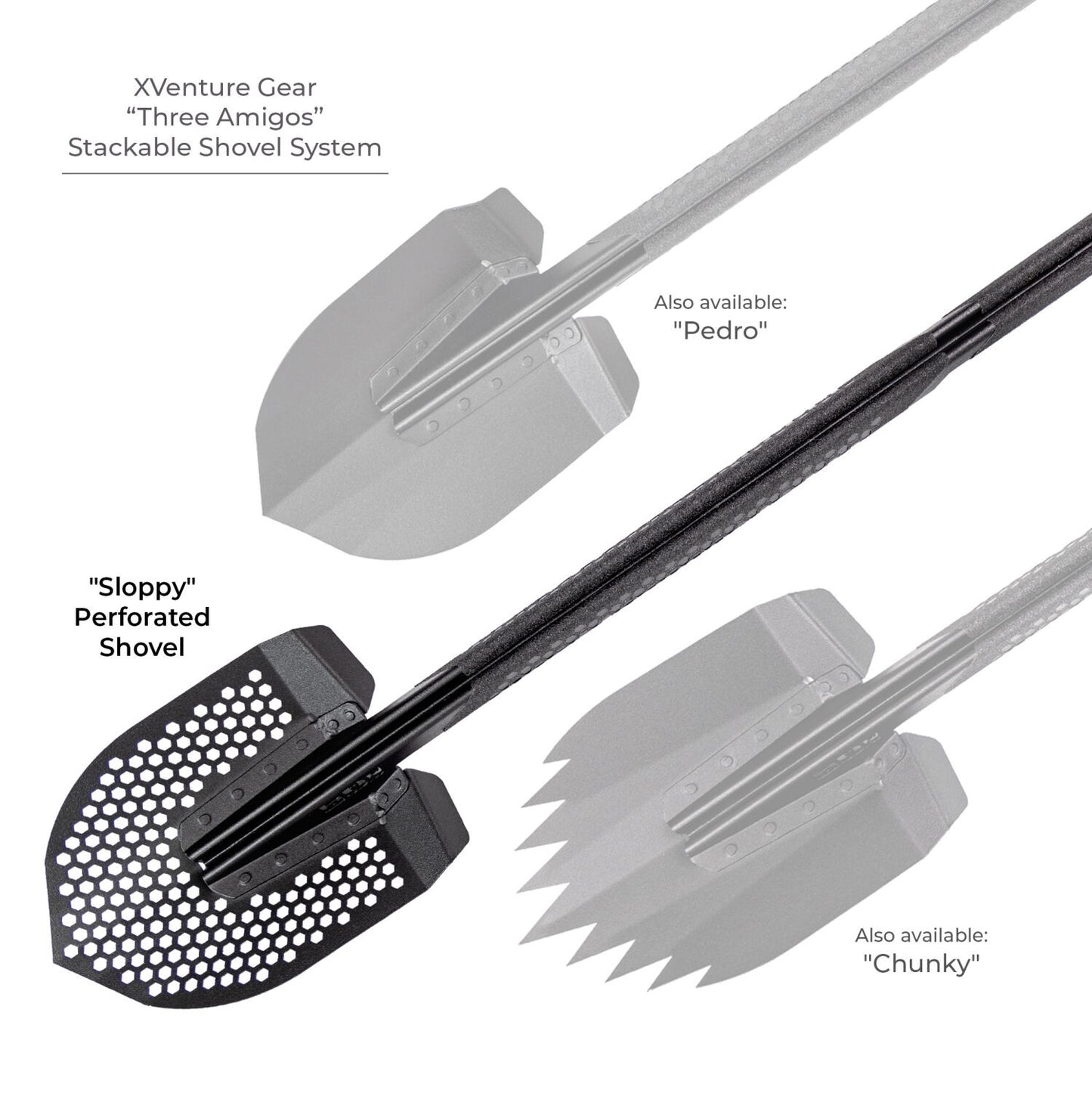Xventure Gear Perforated Stackable Shovel Textured Black Go Rhino-7