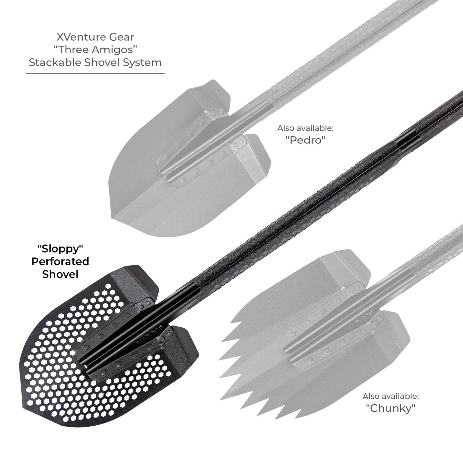 Xventure Gear Perforated Stackable Shovel Textured Black Go Rhino-7