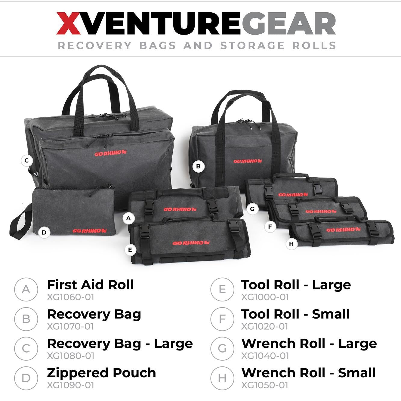 Xventure Gear First Aid Roll Textured Black Go Rhino