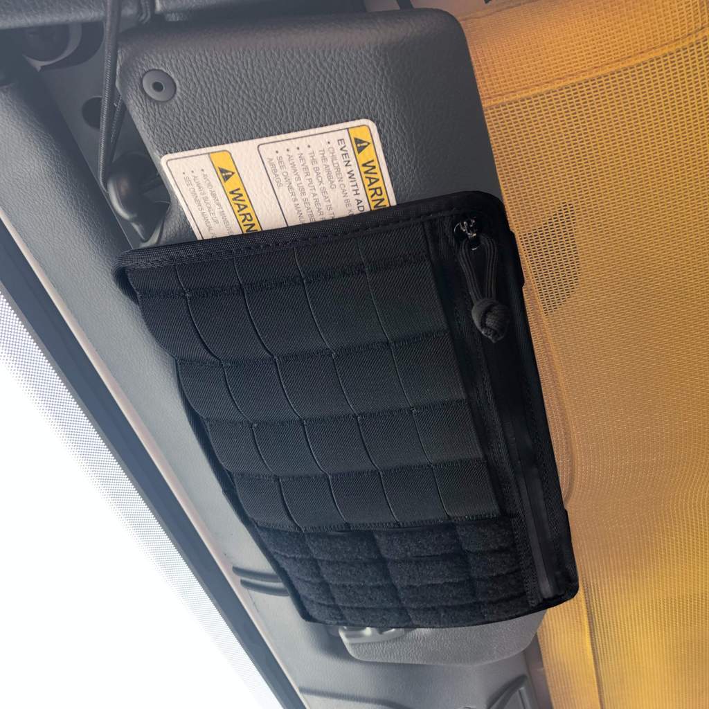 Molle Modular Universal Visor Organizer Panel W/ Zippered Pocket For Mid-Size Vehicle Visors Bartact-1