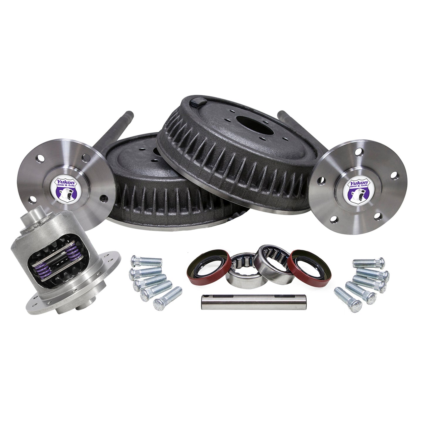 5 Lug Conversion Kit W/Dura Grip Posi For '63-'69 GM 12-Bolt Truck 12T '63-'69 5 Lug Rear Conv Kit W/ Axles Drums & 3.42&Dwn Duragrip 30 34 Inch 30 Spline 5X5 Yukon Gear & Axle