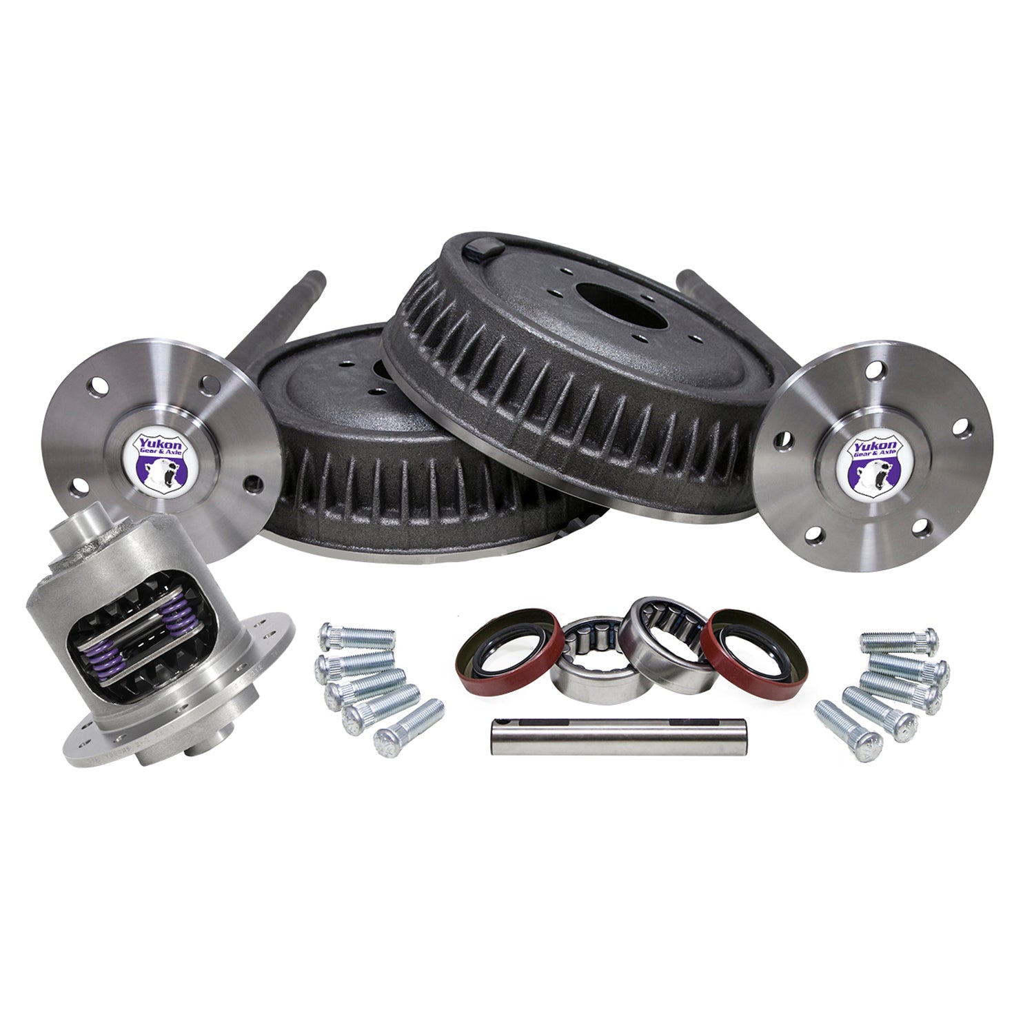 5 Lug Conversion Kit W/Dura Grip Posi For '63-'69 GM 12-Bolt Truck 12T '63-'69 5 Lug Rear Conv Kit W/ Axles Drums & 3.42&Dwn Duragrip 30 34 Inch 30 Spline 5X5 Yukon Gear & Axle