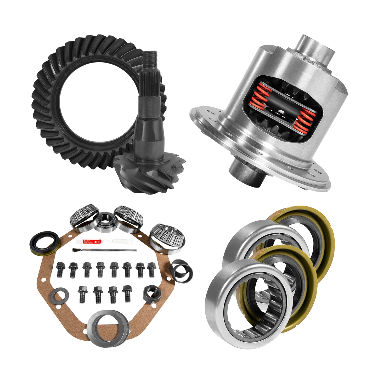 9.25 Inch Chy 3.21 Rear Ring & Pinion Install Kit 31 Spline Posi 1.7 Inch Bearings 9.25 Inch Chy 3.21 Rear R&P / Install Kit Package W/ T/L Posi & Ak 6410 (1.705 Inch Id) '07-10 RAM 1500 Yukon Gear & Axle-6