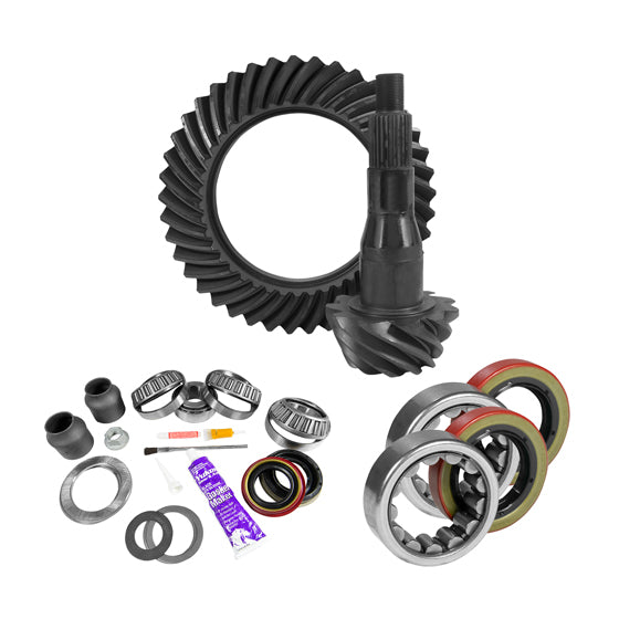Yukon Gear & Axle 9.75 inch Ford 4.11 Rear Ring and Pinion Install Kit 2.53 inch OD Axle Bearings and Seal Yukon Gear & Axle