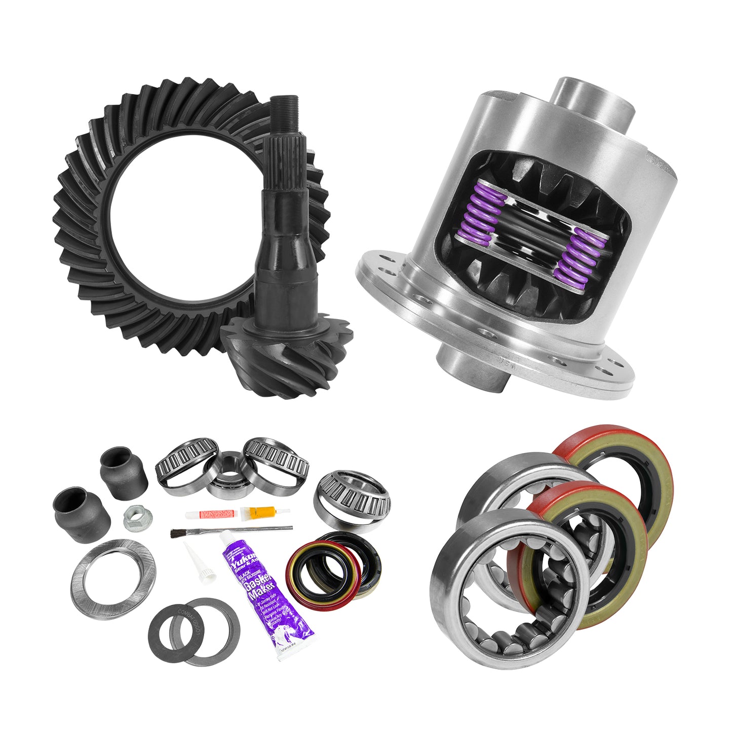 9.75 Inch Ford 3.55 Rear Ring & Pinion Install Kit 34 Spline Posi Bearings 9.75 Inch Ford 3.55 Rear R&P / Install Kit Package W/ T/L Posi & Ak 1559 '00-'04 Trucks Yukon Gear & Axle-6