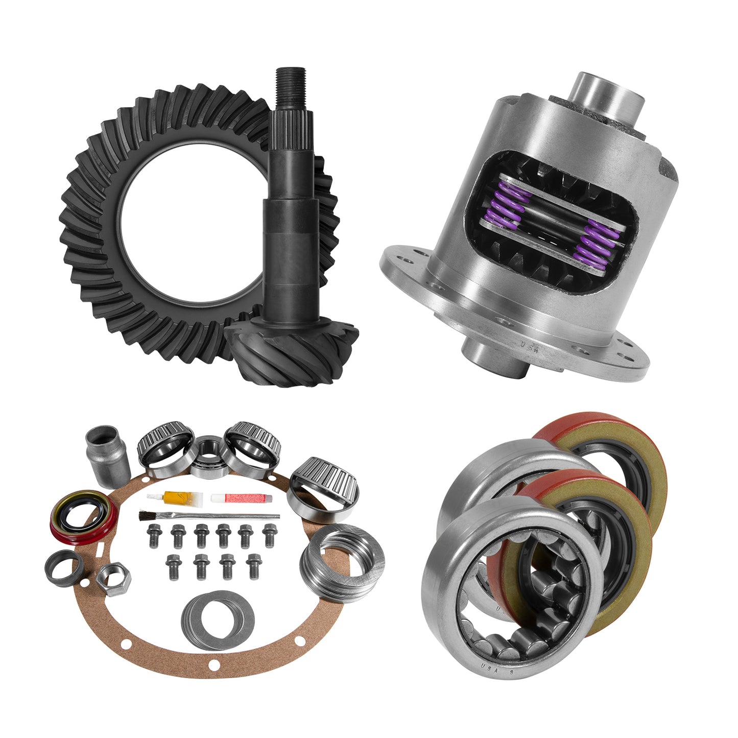 8.2 Inch GM 3.73 Rear Ring & Pinion Install Kit 28 Spline Posi 2.25 Inch Bearings 8.2 GM 3.73 Rear R&P / Install Kit Package With Posi & Ak 1563 Bearings (2.25 Inch Od) Yukon Gear & Axle-6