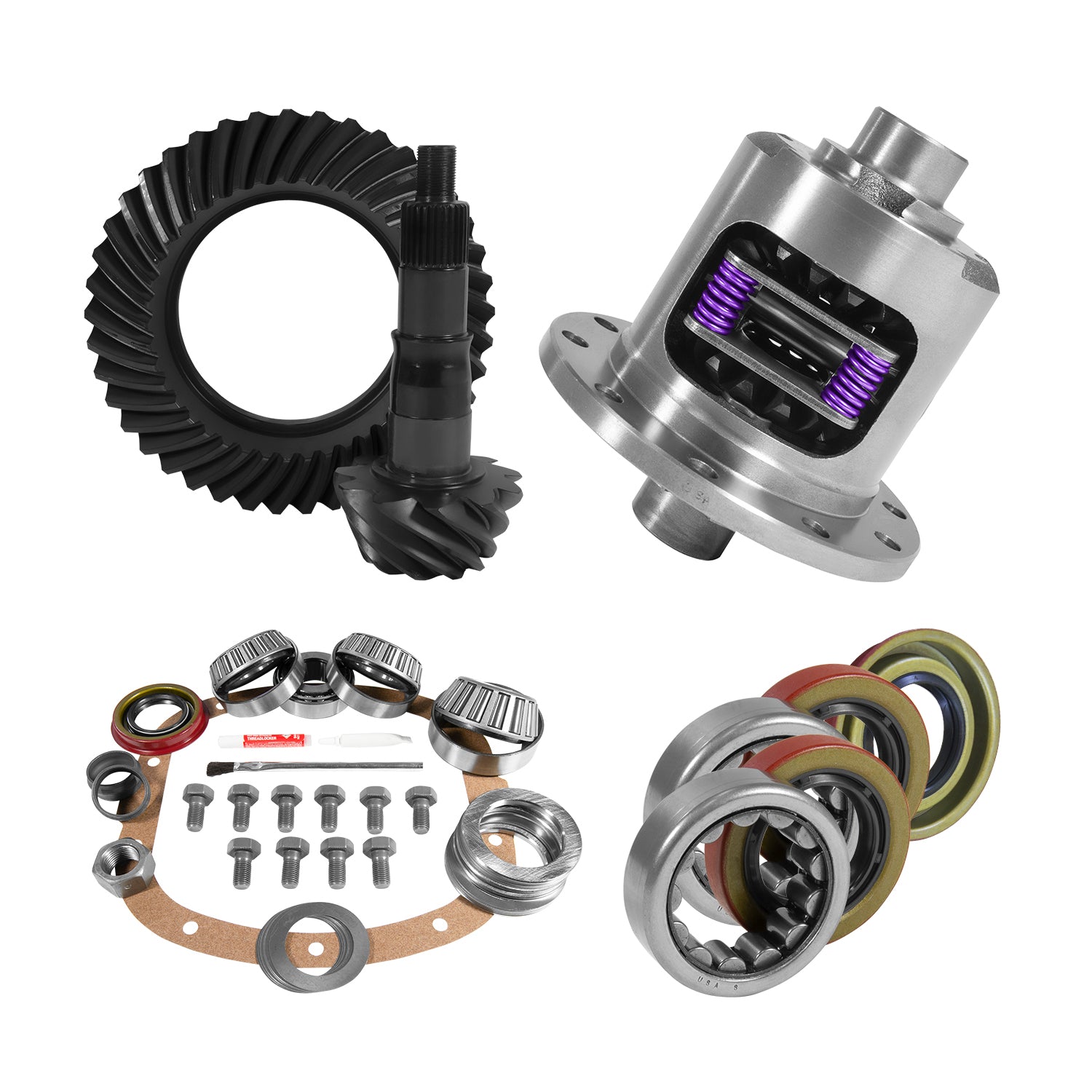 7.5/7.625 GM 3.42 Rear Ring & Pinion Install Kit 28 Spline Posi Bearings 7.5 Inch / 7.625 Inch GM 3.42 Rear R&P / Install Kit Package W/ 28 Spline Posi & Ak 1563 Bearings 2.25 Inch OD Yukon Gear & Axle-6