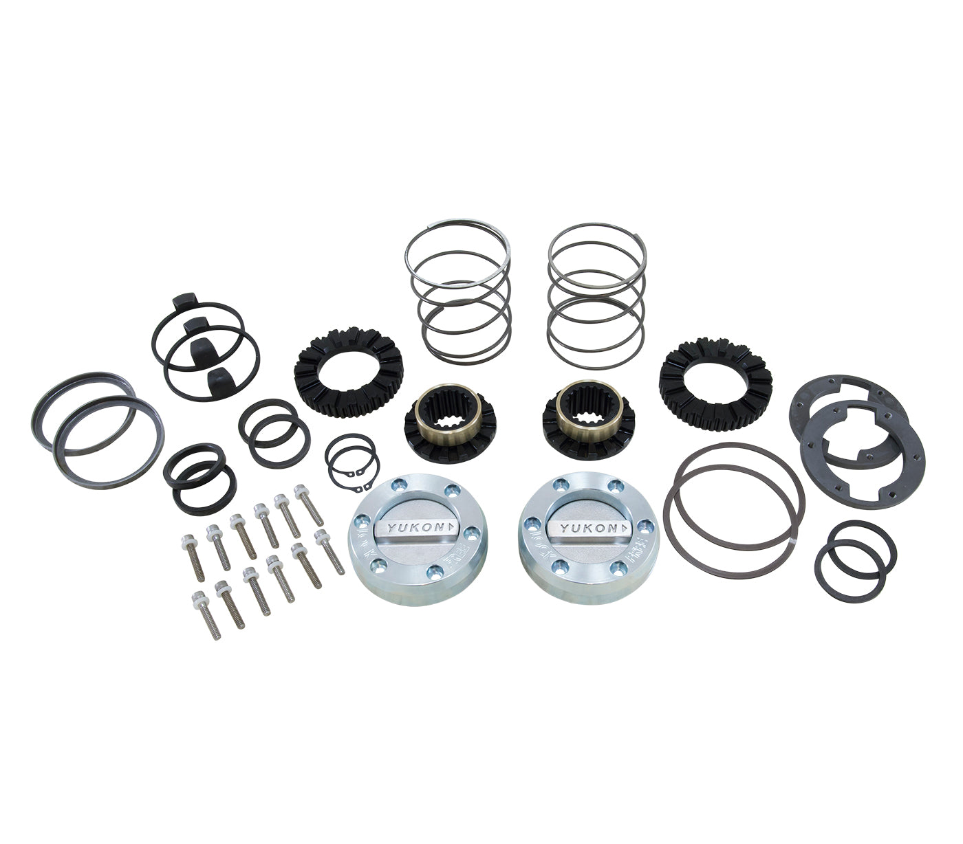 Hardcore Locking Hub Set GM 8.5 Inch Front & Dana 44 19- Spline GM 8.5 Inch & D44 19 Spline Hardcore Locking Hub Set '79+ GM8.5 '66-'77 Bronco & Custom Apps Yukon Gear & Axle