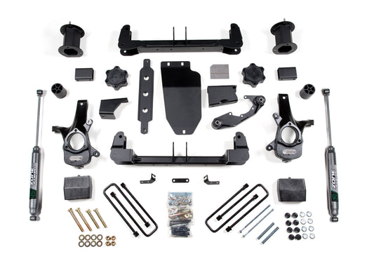14-18 Chevrolet Silverado 1500 - GMC Sierra 1500 4WD 6 Inch Suspension Lift Kit (Cast Aluminum/Stamped Steel Arms), 4 Inch Rear Lift, Block - Nitro Loaded Struts, Nitro Shocks Zone Offroad