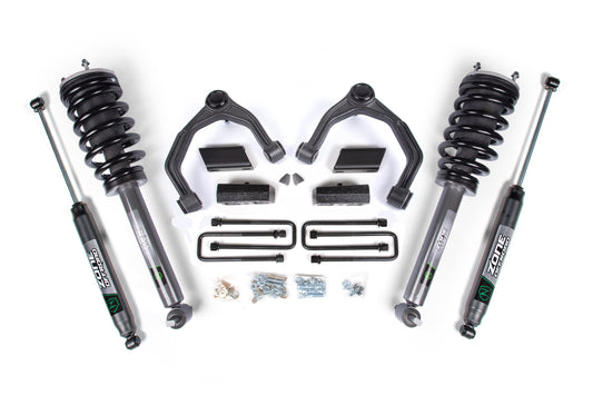 19-24 Chevrolet Silverado 1500 - GMC Sierra 1500 4WD 3.5 Inch Adventure Series Lift Kit, 2 Inch Rear Lift, Block - Nitro Loaded Struts, Nitro Shocks Zone Offroad
