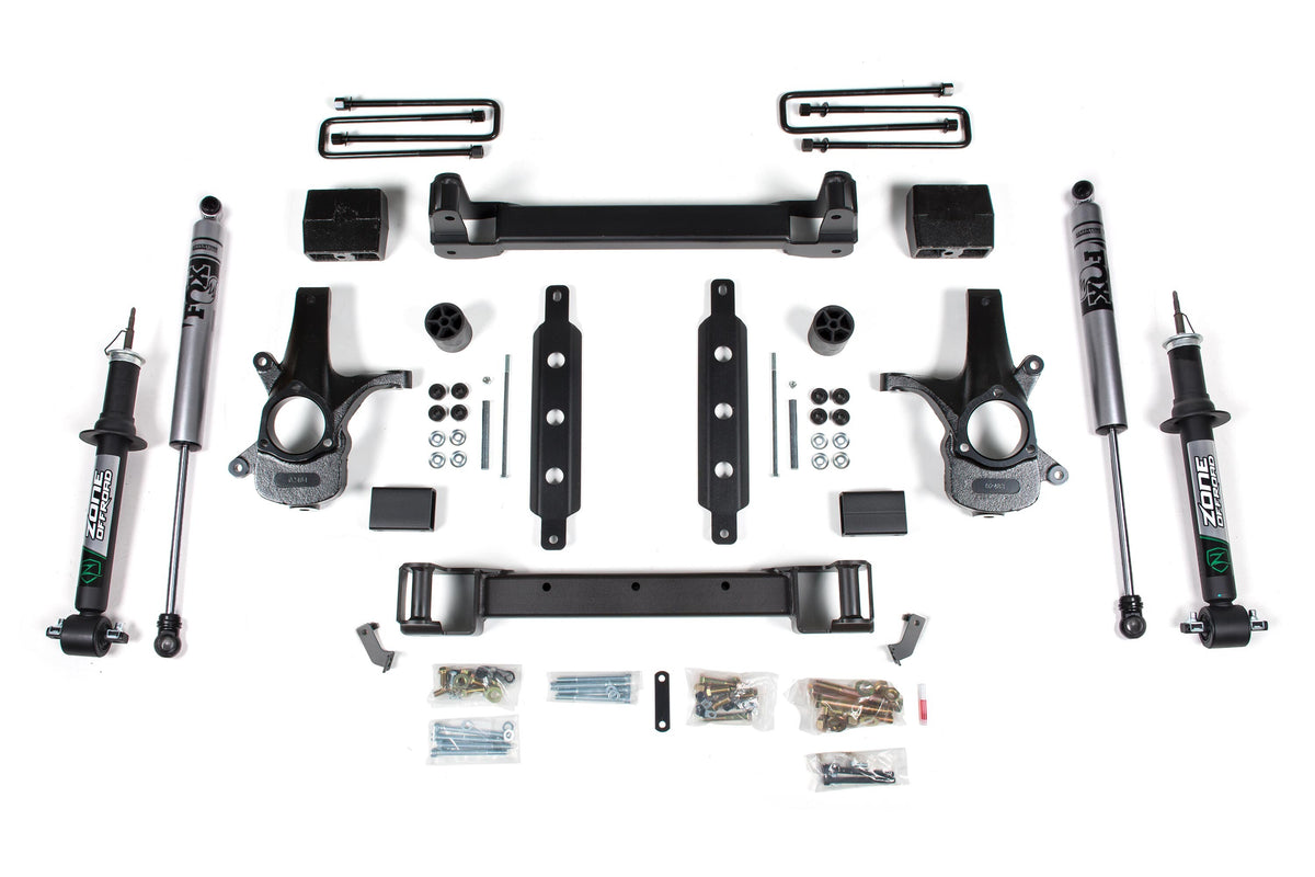 14-18 Silverado/Sierra 1500 2WD 6.5 Inch Lift Kit With Replacement Strut Alum/Stamped Arms With Rear Fox Shocks and Nitro Shocks Zone Offroad-3