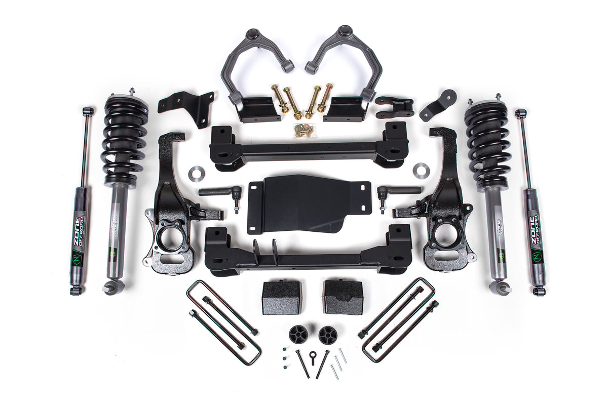 19-24 Chevrolet Silverado 1500 - GMC Sierra 1500 4WD 6 Inch Suspension Lift Kit, 5 Inch Rear Lift, Block - Nitro Loaded Struts, Nitro Shocks Zone Offroad-3