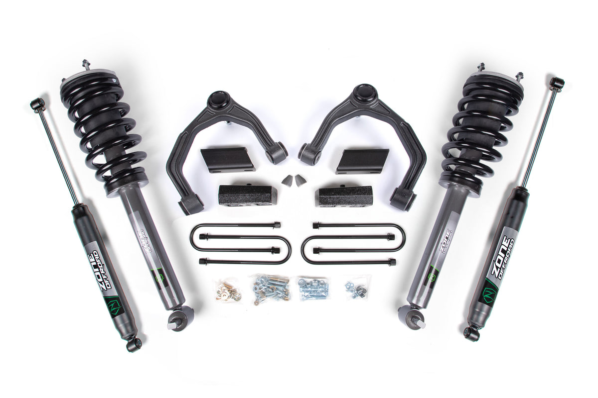 25-26 Chevrolet Silverado 1500 - GMC Sierra 1500 4WD 3.5 Inch Adventure Series Lift Kit, 2 Inch Rear Lift, Block - Nitro Loaded Struts, Nitro Shocks Zone Offroad-3