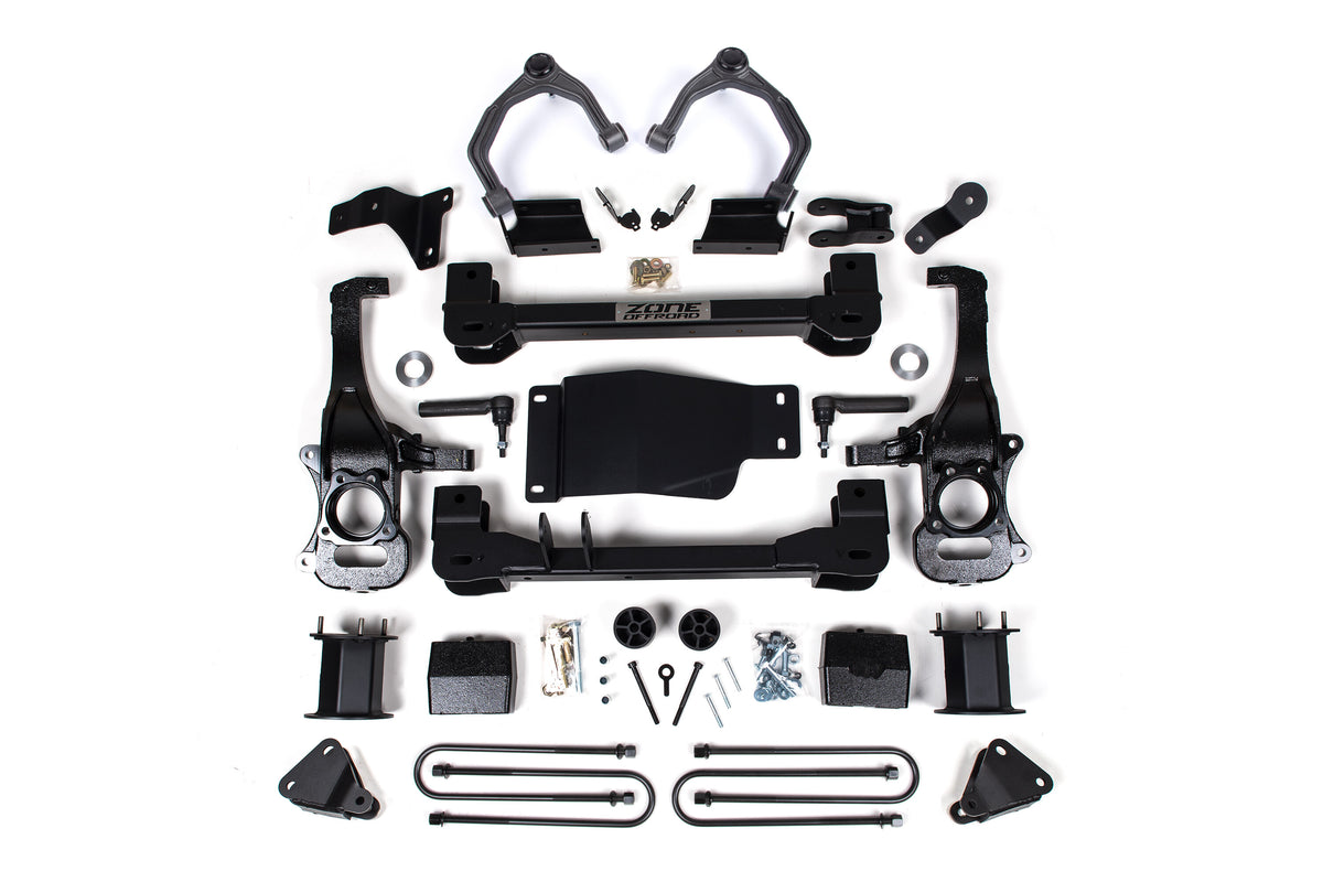 6 Inch Lift Kit For 25-Up Silverado/Sierra 1500 4WD W/ARC 5 Inch Rear, Block Spacer Front, Rear Shock Spacer Zone Offroad
