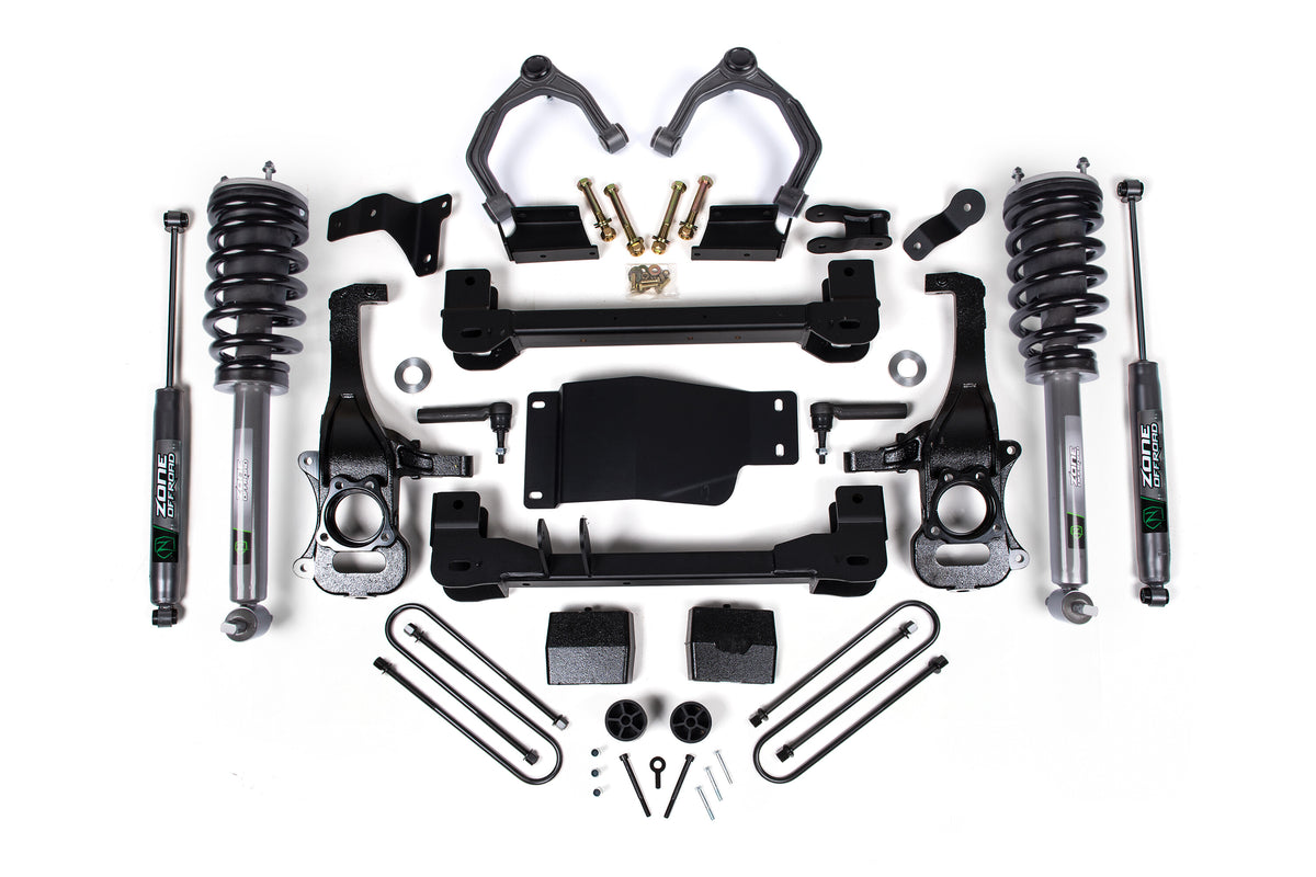 25-26 Chevrolet Silverado 1500 - GMC Sierra 1500 4WD 6 Inch Suspension Lift Kit, 5 Inch Rear Lift, Block - Nitro Loaded Struts, Nitro Shocks Zone Offroad-3