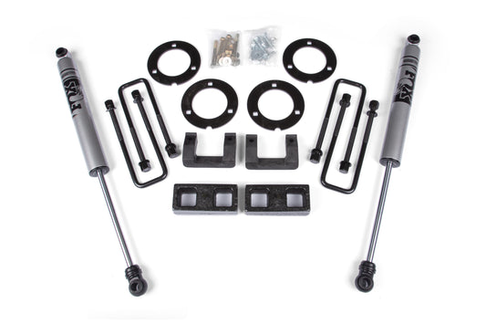 07-18 GM 1500 3 Inch Adventure Series Lift Kit 2 Inch Rear Block Spacer Shocks Zone Offroad