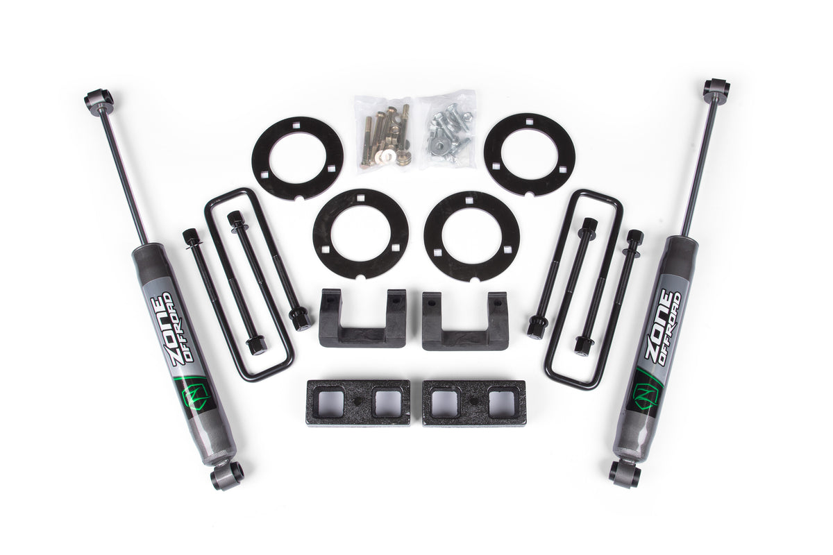 07-18 GM 1500 3 Inch Adventure Series Lift Kit 2 Inch Rear Block Spacer Shocks Zone Offroad-3