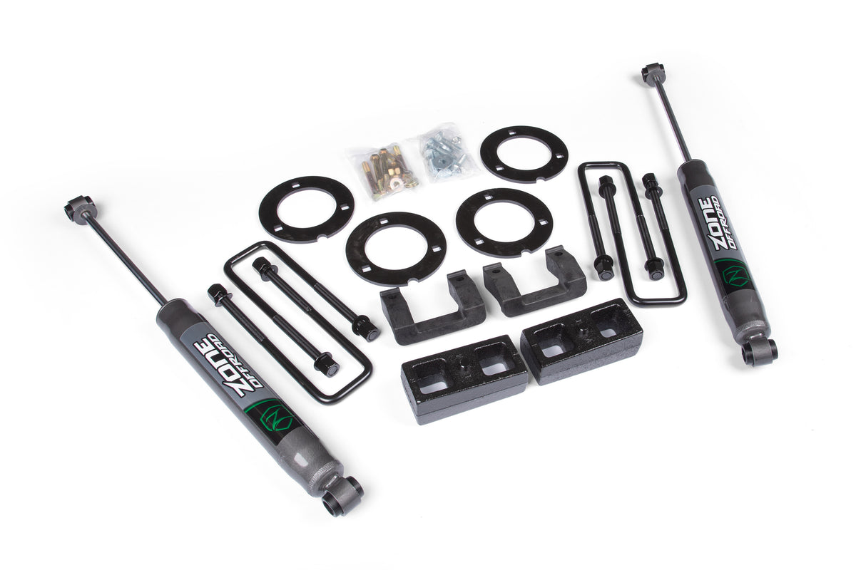 07-18 GM 1500 3 Inch Adventure Series Lift Kit 2 Inch Rear Block Spacer Shocks Zone Offroad-4