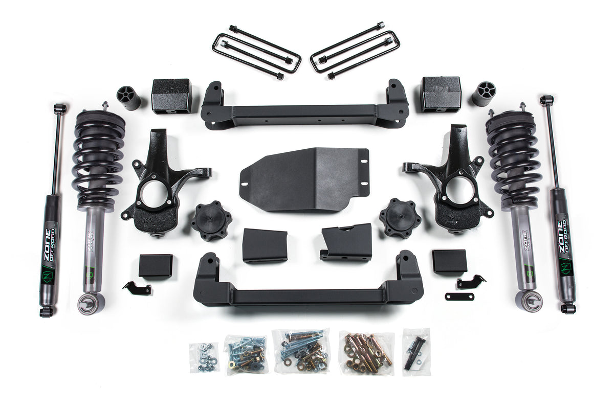 07-13 Chevrolet Silverado 1500 - GMC Sierra 1500 4WD 4.5 Inch Suspension Lift Kit, 3 Inch Rear Lift, Block - N/A, Fox 2.0 Adventure Series Shocks Zone Offroad