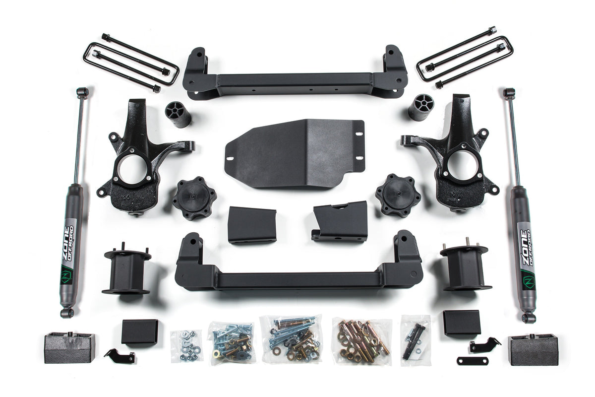 07-13 Chevrolet Silverado 1500 - GMC Sierra 1500 4WD 4.5 Inch Suspension Lift Kit, 3 Inch Rear Lift, Block - N/A, Nitro Shocks Zone Offroad-1