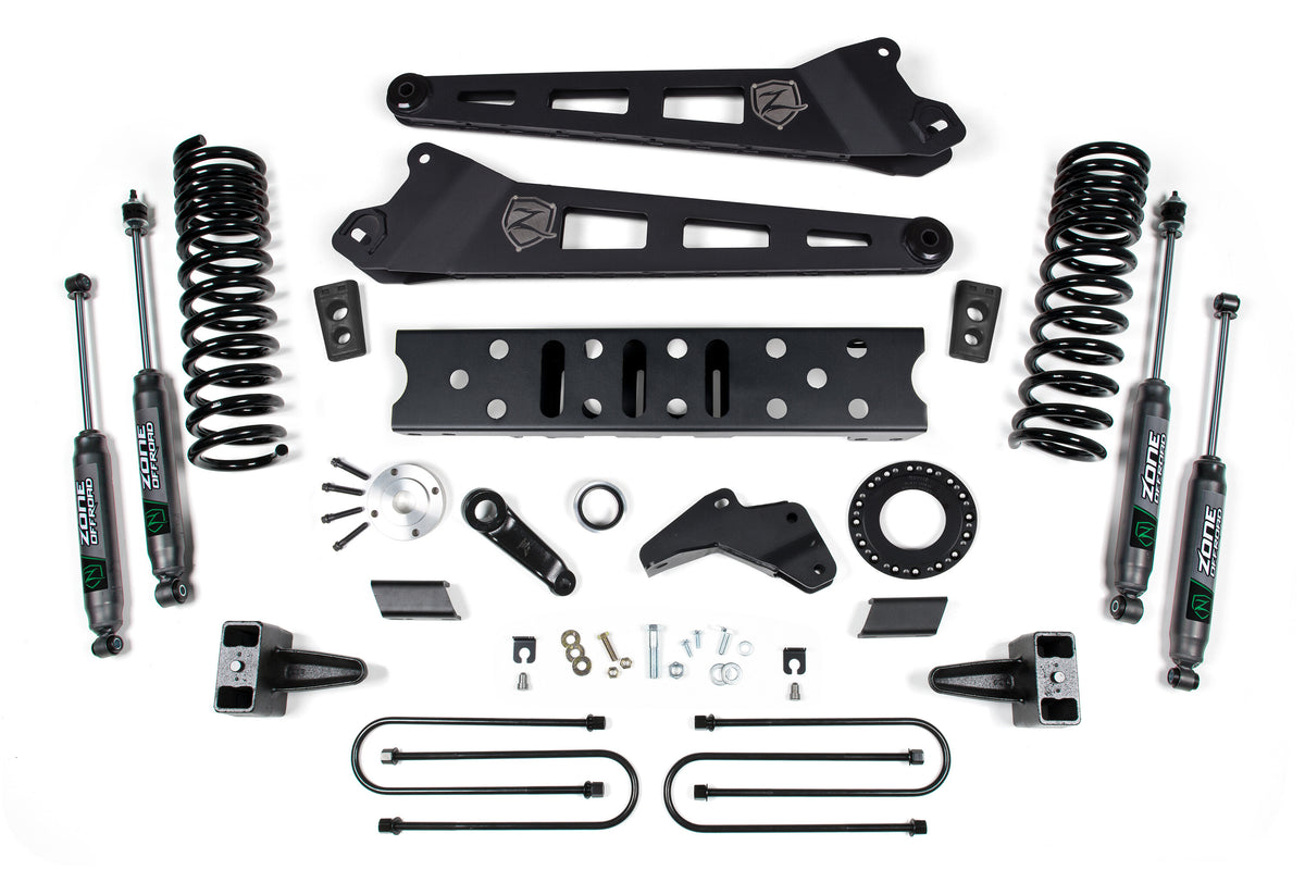 19-24 RAM 3500 5.5 Inch Radius Arm 5 Inch Rear Block With Overload Gas 6-Bolt T-Case Zone Offroad