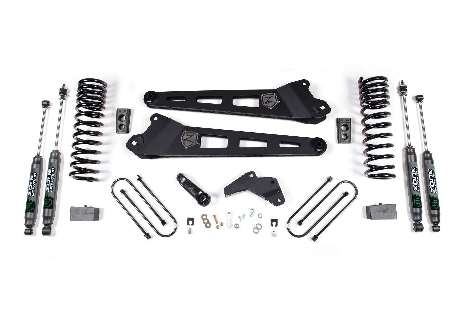 25-26 Ram 3500 (Diesel) 4 Inch Radius Arm Suspension Lift Kit, 2 Inch Rear Lift, Block W/O Overload - Nitro Shocks Zone Offroad