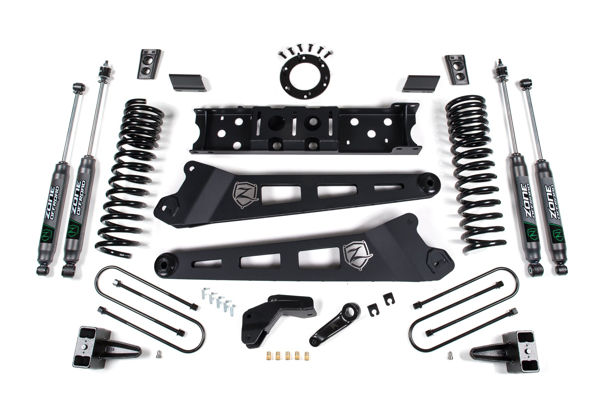 25-26 Ram 3500 (Gas) 4 Inch Radius Arm Suspension Lift Kit, 2 Inch Rear Lift, Block W/O Overload - Nitro Shocks Zone Offroad