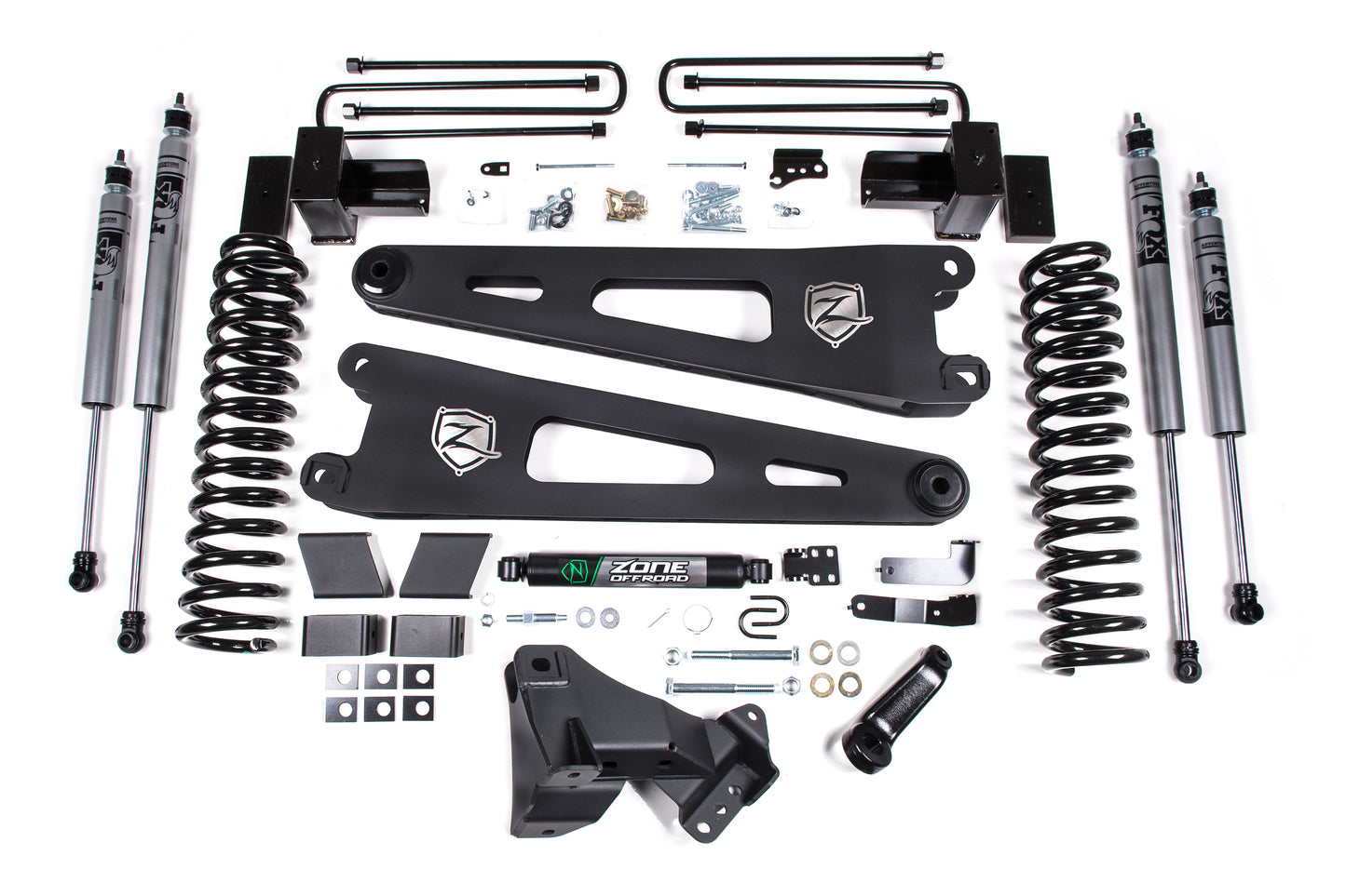 17-19 Ford F-250/350 Super Duty 4 Inch Radius Arm Lift Kit 2 Inch Rear Block Diesel 2 Leaf Main Zone Offroad-3