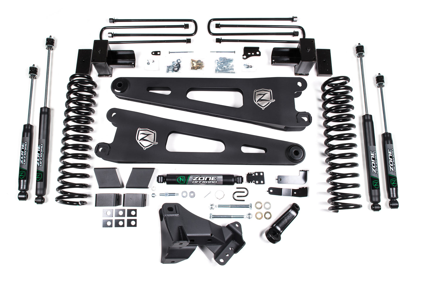 17-19 Ford F-250/350 Super Duty 4 Inch Radius Arm Lift Kit 2 Inch Rear Block Diesel 2 Leaf Main Zone Offroad