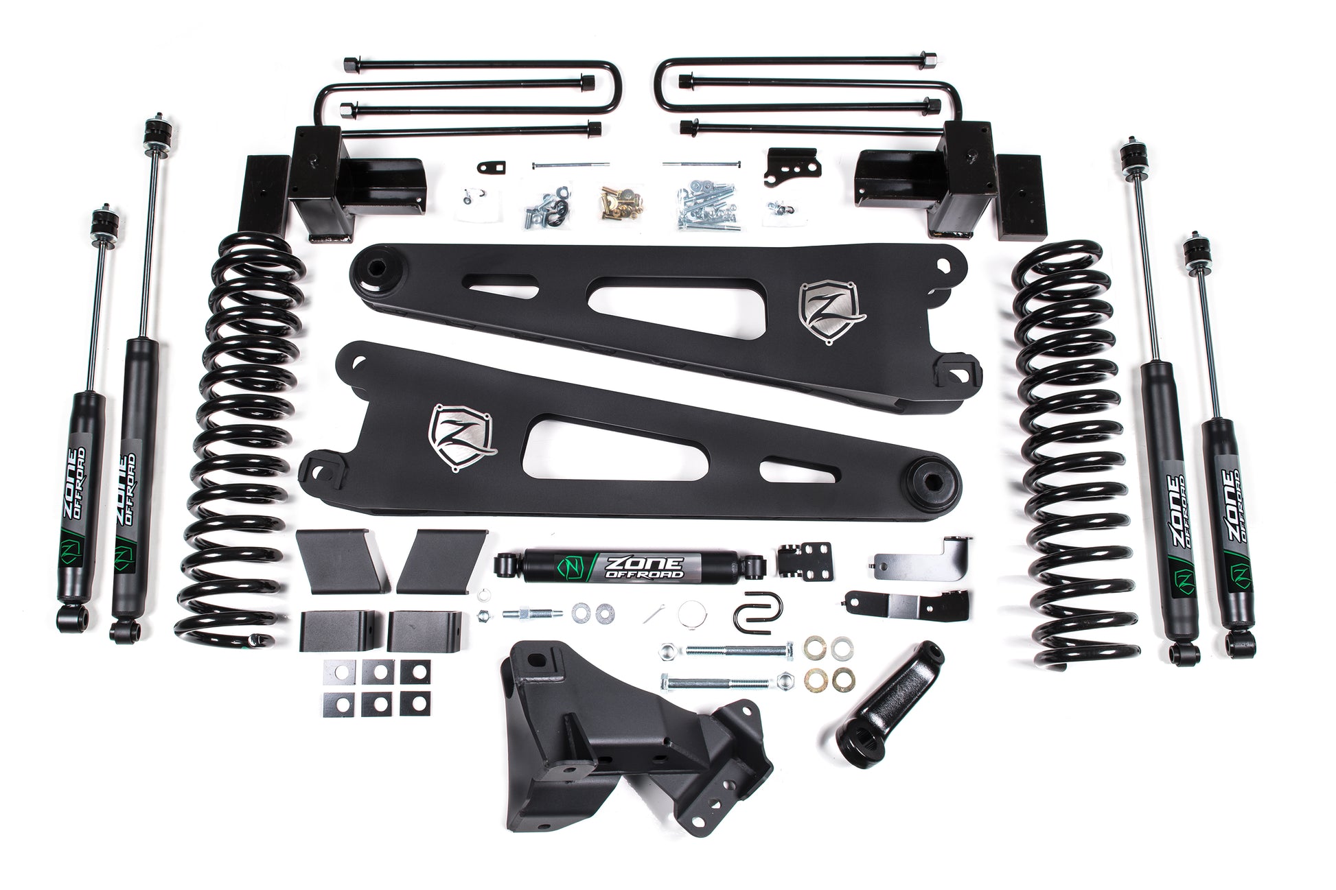17-19 Ford F-250/350 Super Duty 4 Inch Radius Arm Lift Kit 2 Inch Rear Block Diesel 2 Leaf Main Zone Offroad