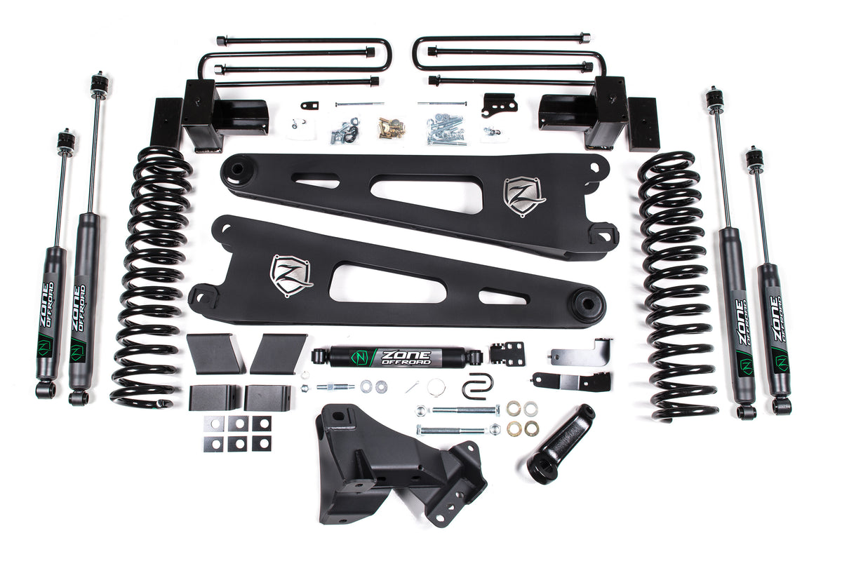 17-19 Ford F-250/350 Super Duty 4 Inch Radius Arm Lift Kit 2 Inch Rear Block Diesel 3 Leaf Main Zone Offroad