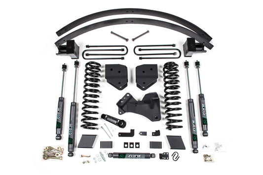 17-19 Ford F-350/350 6 Inch Lift Kit 4 Inch Rear Block & AAL Gas 2 Leaf Main Fox Adventure Shocks Zone Offroad