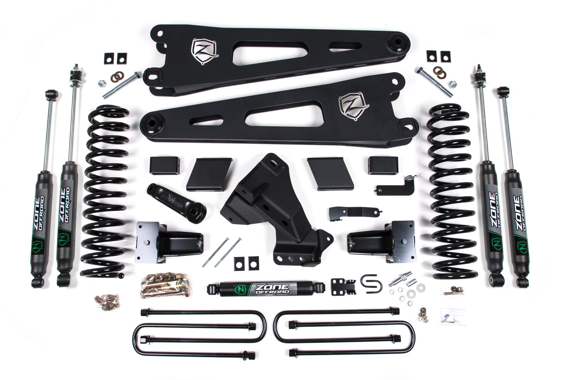 Zone Offroad 23-24 Ford F-250/F-350 Super Duty 4WD 5 Inch Radius Arm Lift Kit 3 Inch Rear Block Gas 3 Leaf Main Zone Offroad