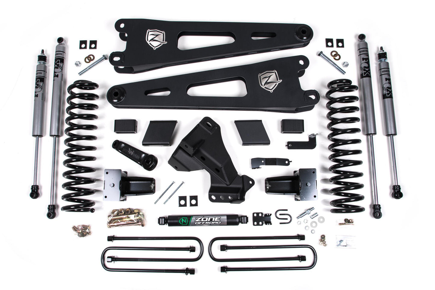 Zone Offroad 23-24 Ford F-250/F-350 Super Duty 4WD 7 Inch Radius Arm Lift Kit 4.5 Inch Rear Block Gas Zone Offroad