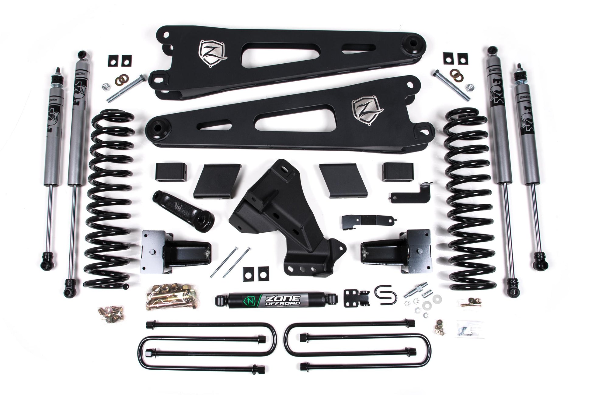 Zone Offroad 23-24 Ford F-250/F-350 Super Duty 4WD 7 Inch Radius Arm Lift Kit 4.5 Inch Rear Block Gas Zone Offroad