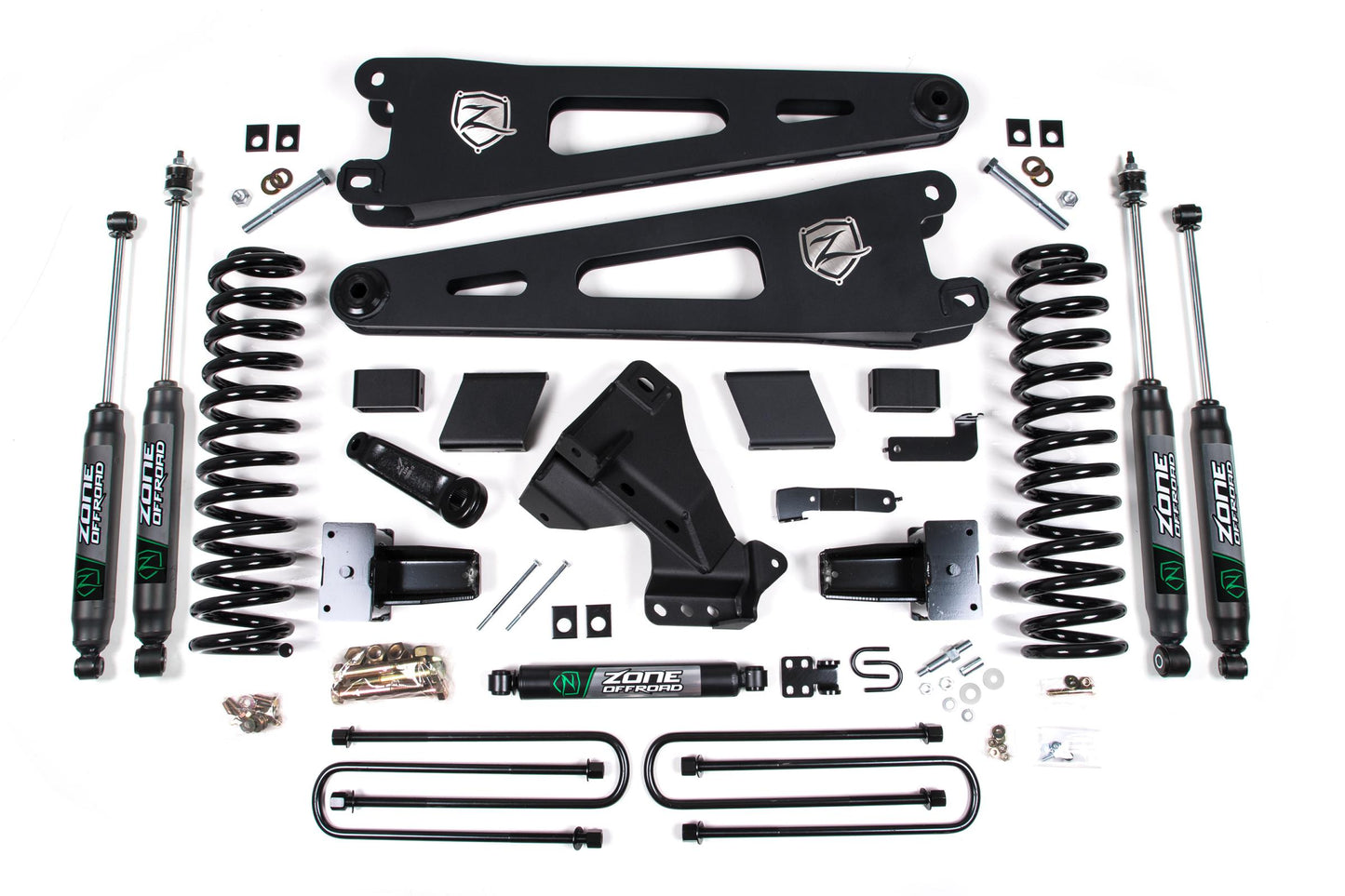 Zone Offroad 23-24 Ford F-250/F-350 Super Duty 4WD 7 Inch Radius Arm Lift Kit 4.5 Inch Rear Block Gas Zone Offroad