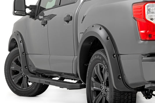 Pocket Fender Flares | Crew | QAK Glacier White | W/O Emblem | Nissan Titan (17-24) Rough Country